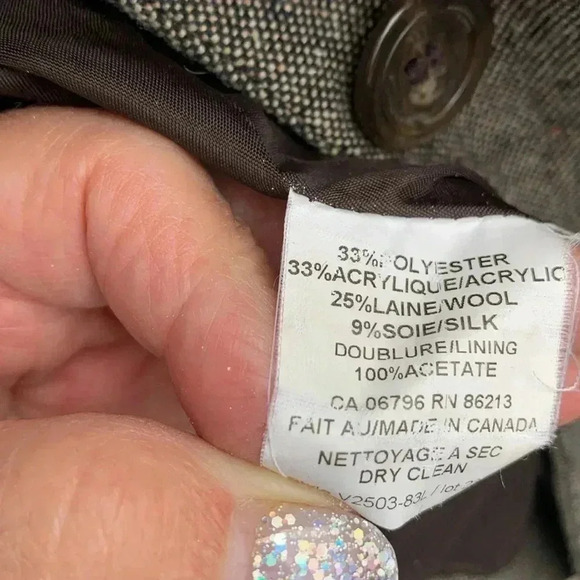 Tristan & Iseut Fitted Light Gray/Brown Blazer, Lightly Padded Shoulders - Picture 5 of 7